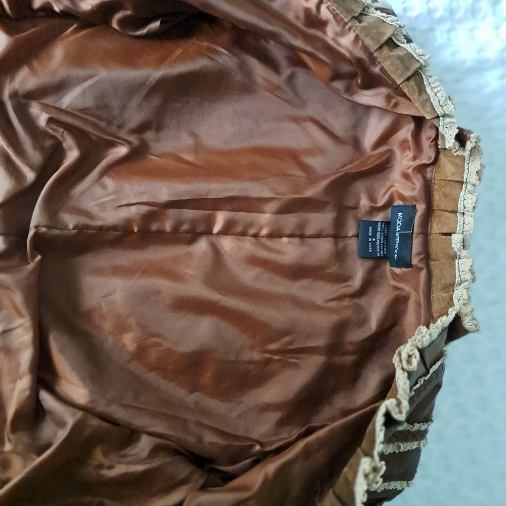 Brown Ruffled Women's Jacket - Picture 9 of 12
